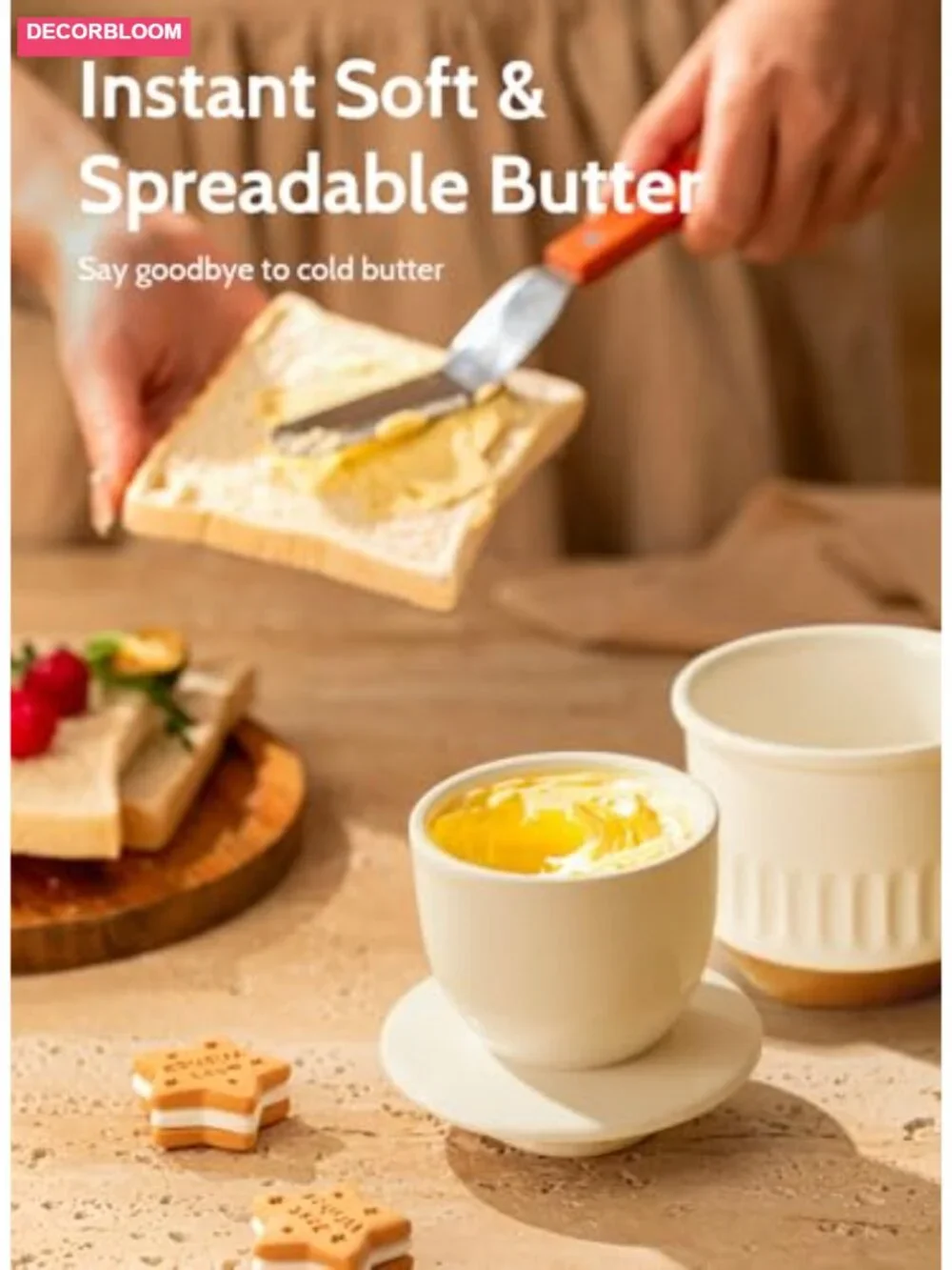 Ceramic Butter Keeper Crock with Water Seal, French Butter Dish for Countertop, - Picture 5 of 6
